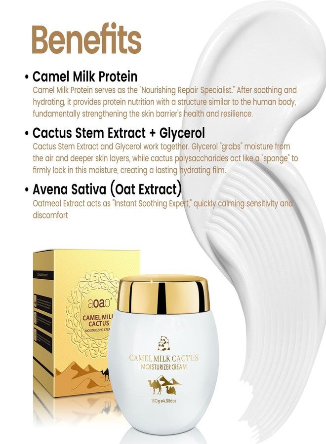 AOAO Camel Milk Cactus Moisturizing Repair Cream, Moisturizer Night Cream for Face and Neck, Maintains Normal Stratum Corneum Hydration, Improves Skin Feel, Fast-Absorbing & Nourishing 130g/4.6oz - Image 3